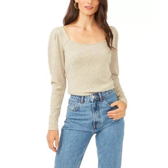 1.STATE Puff Square Neck Back Keyhole Top - Small - Picture 1 of 3